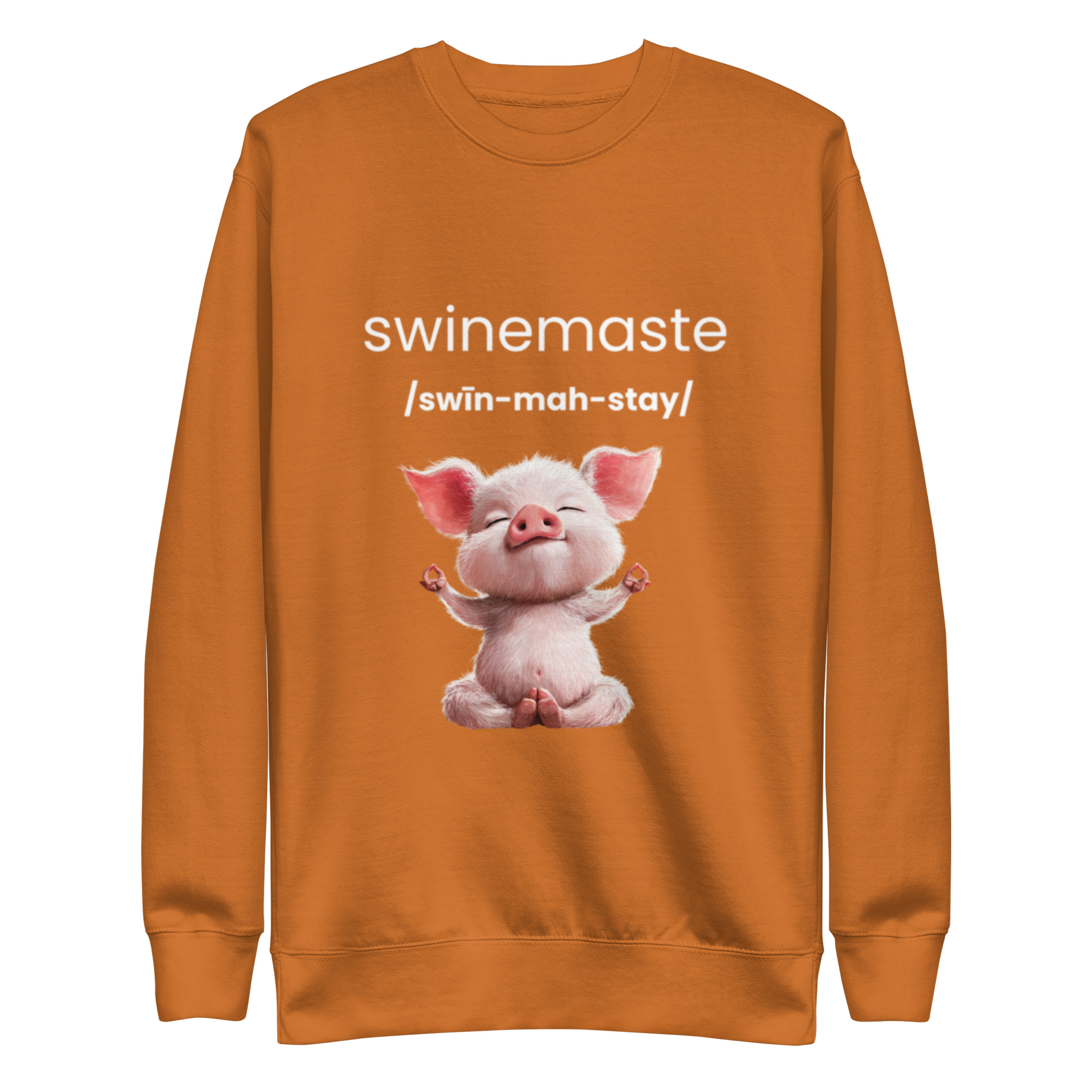 Swinemaste Yoga Inspired - Piggy Namaste Unisex Premium Sweatshirt - Image 9