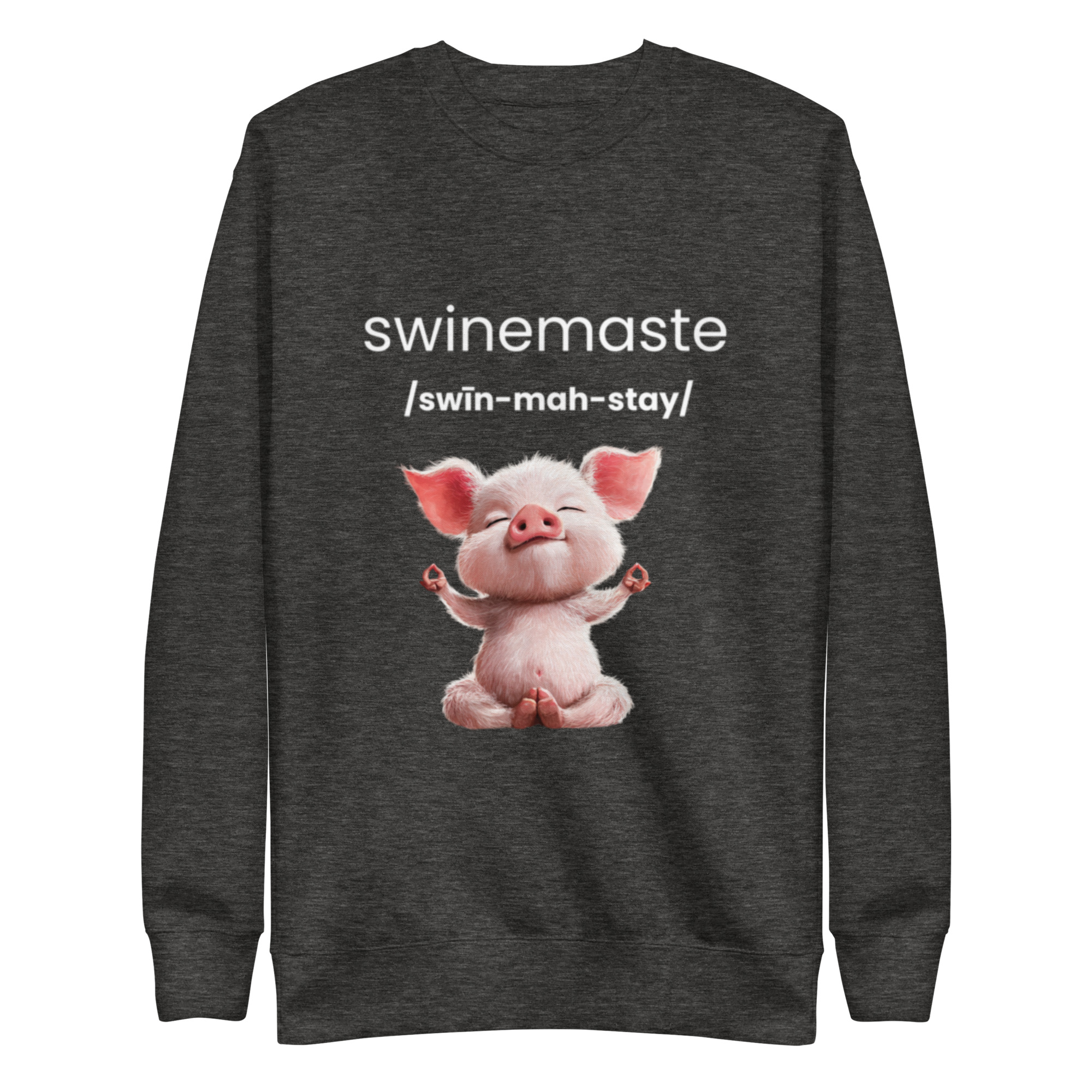 Swinemaste Yoga Inspired - Piggy Namaste Unisex Premium Sweatshirt - Image 4