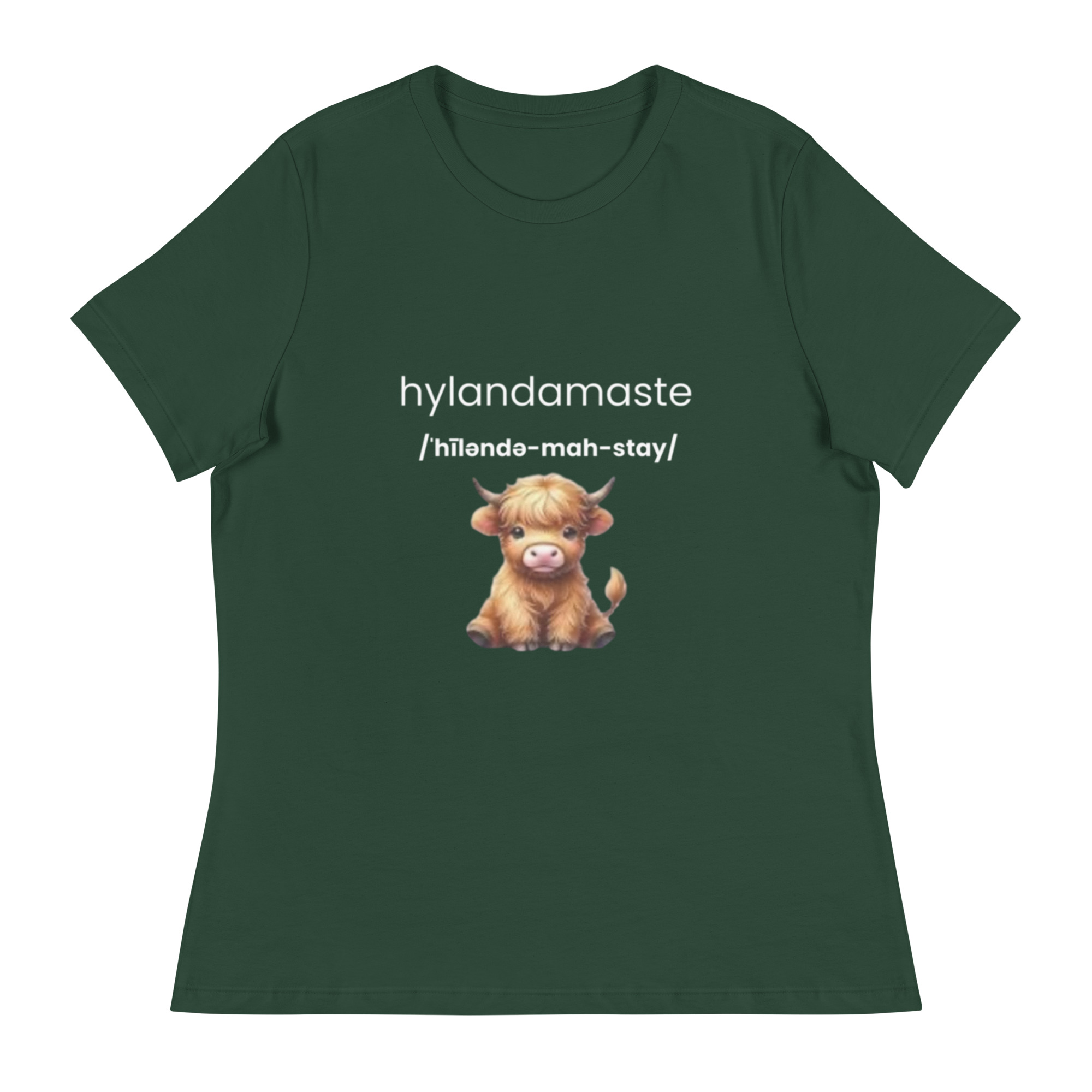 Hyland Cow, Yoga Inspired Namaste - Women's Relaxed T-Shirt - Image 5