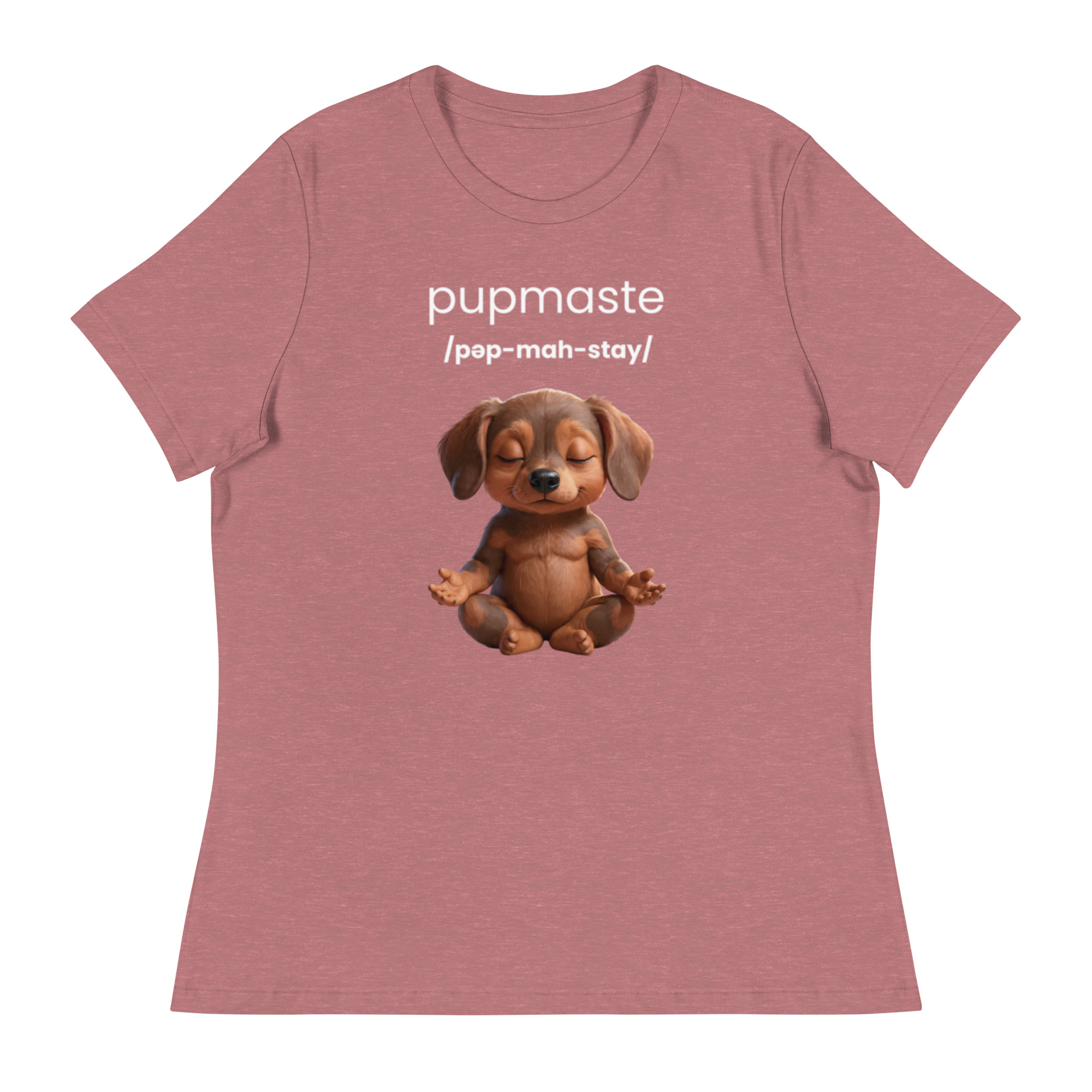 Pupmaste Novelty Gift Yoga Inspired Puppy Lover - Women's Relaxed T-Shirt - Image 9