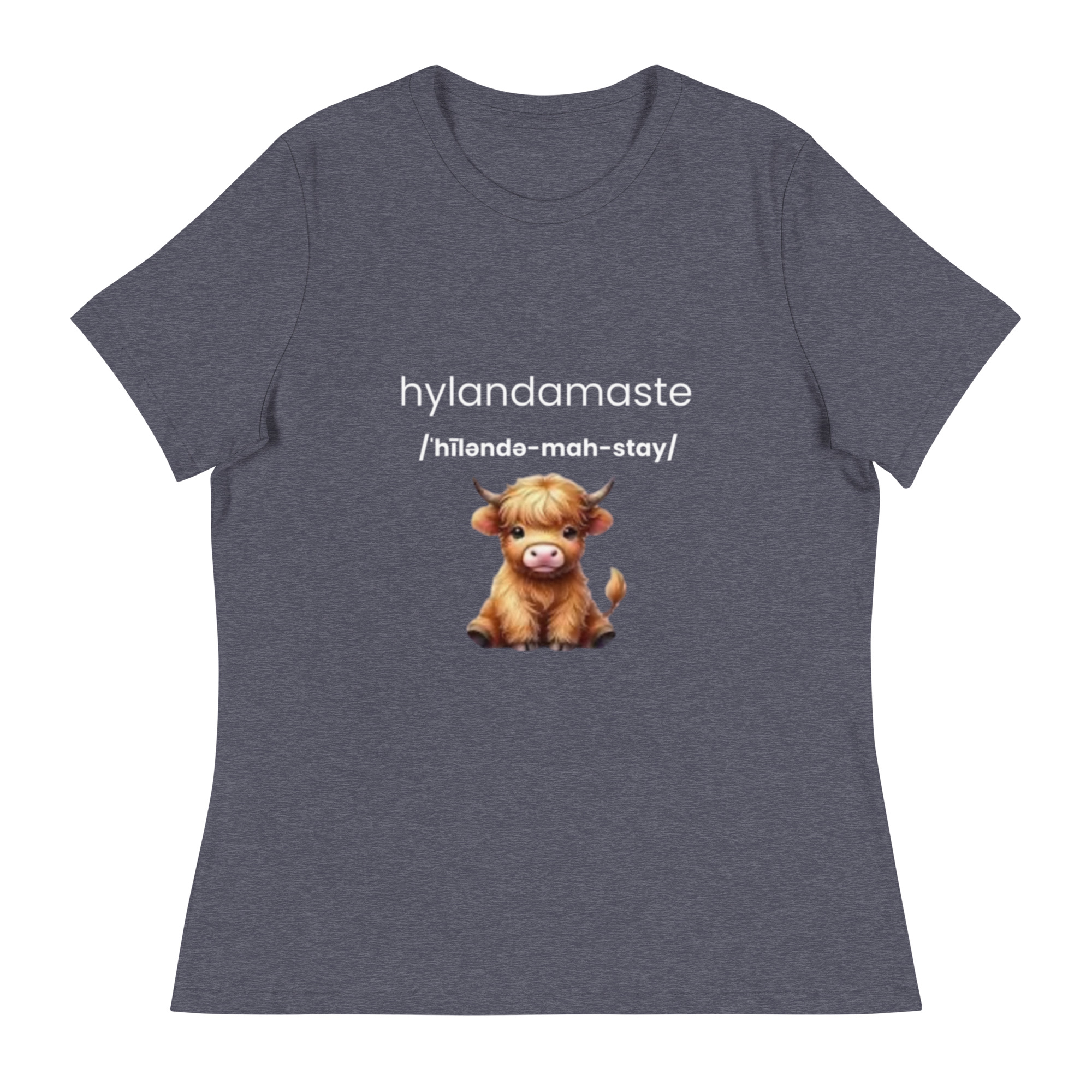 Hyland Cow, Yoga Inspired Namaste - Women's Relaxed T-Shirt - Image 6
