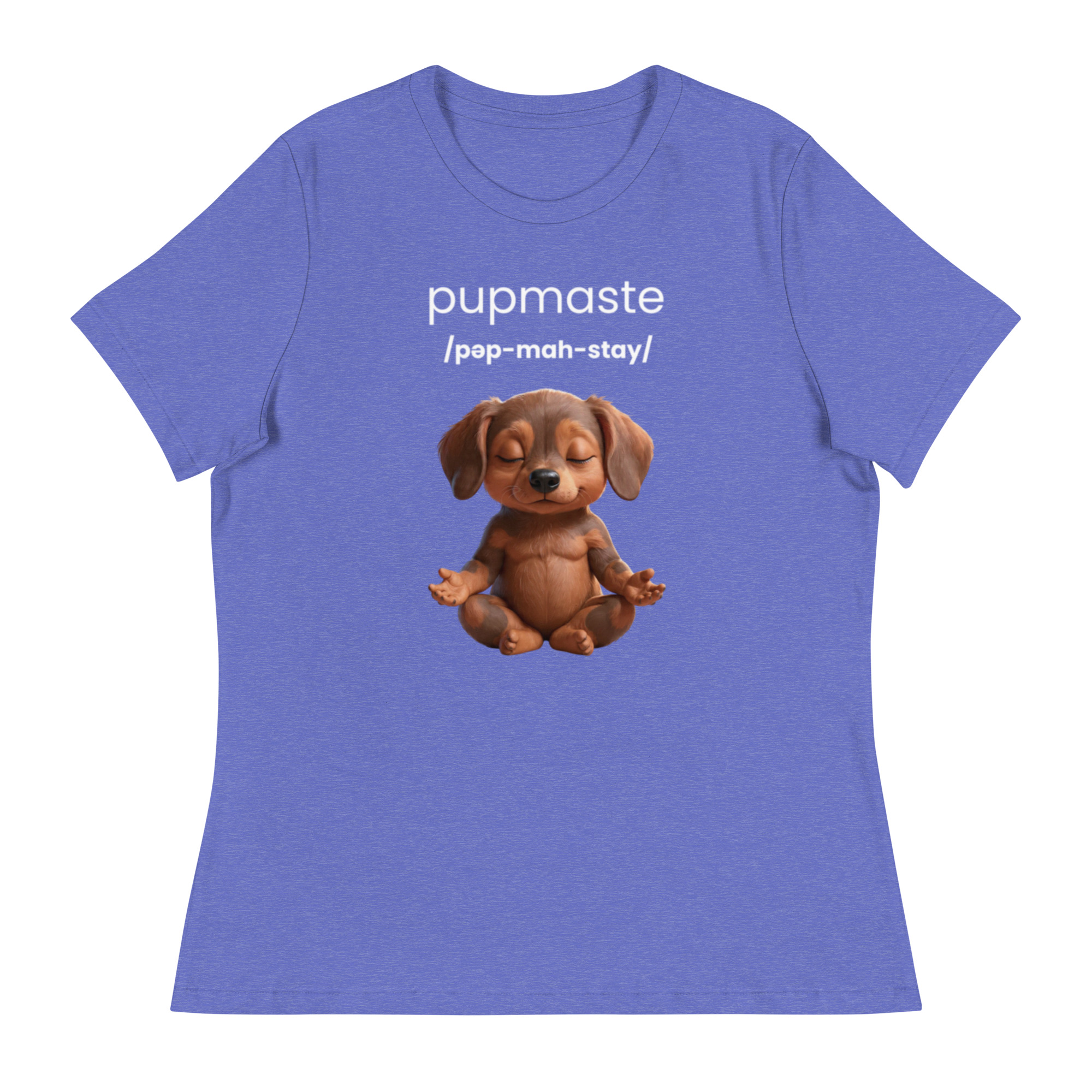 Pupmaste Novelty Gift Yoga Inspired Puppy Lover - Women's Relaxed T-Shirt - Image 8