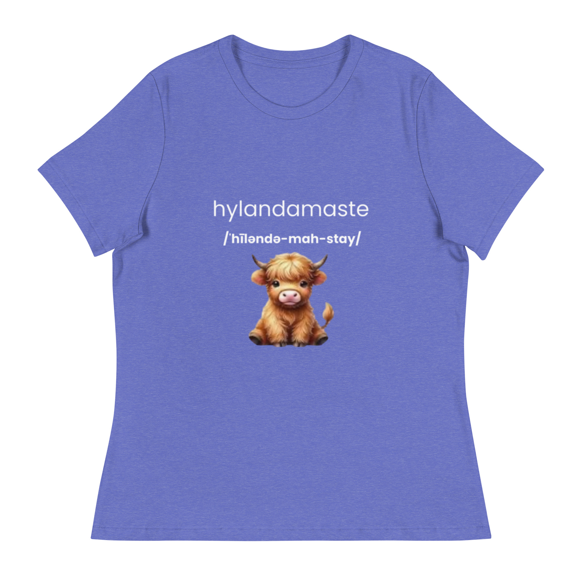 Hyland Cow, Yoga Inspired Namaste - Women's Relaxed T-Shirt - Image 9