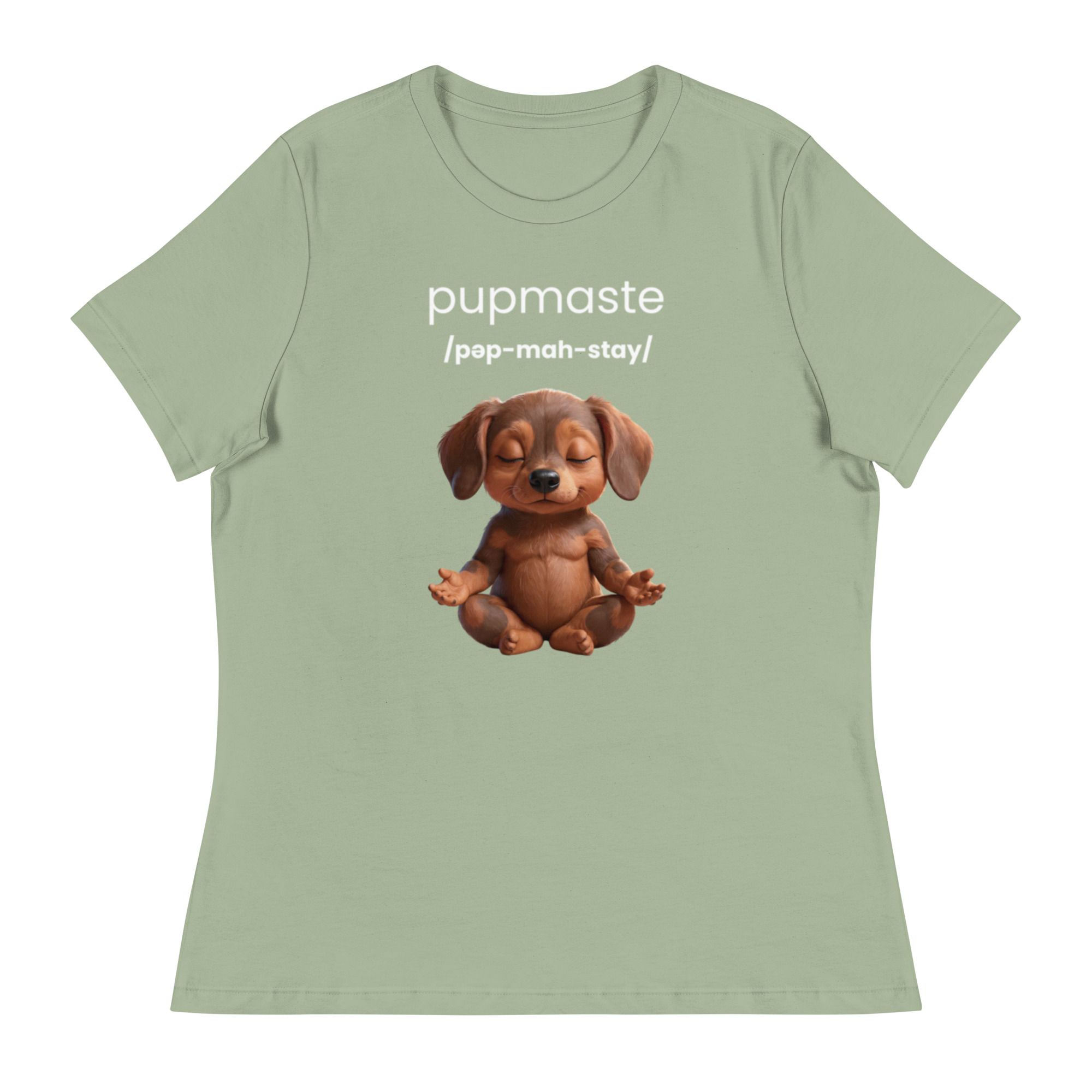 Pupmaste Novelty Gift Yoga Inspired Puppy Lover - Women's Relaxed T-Shirt - Image 14