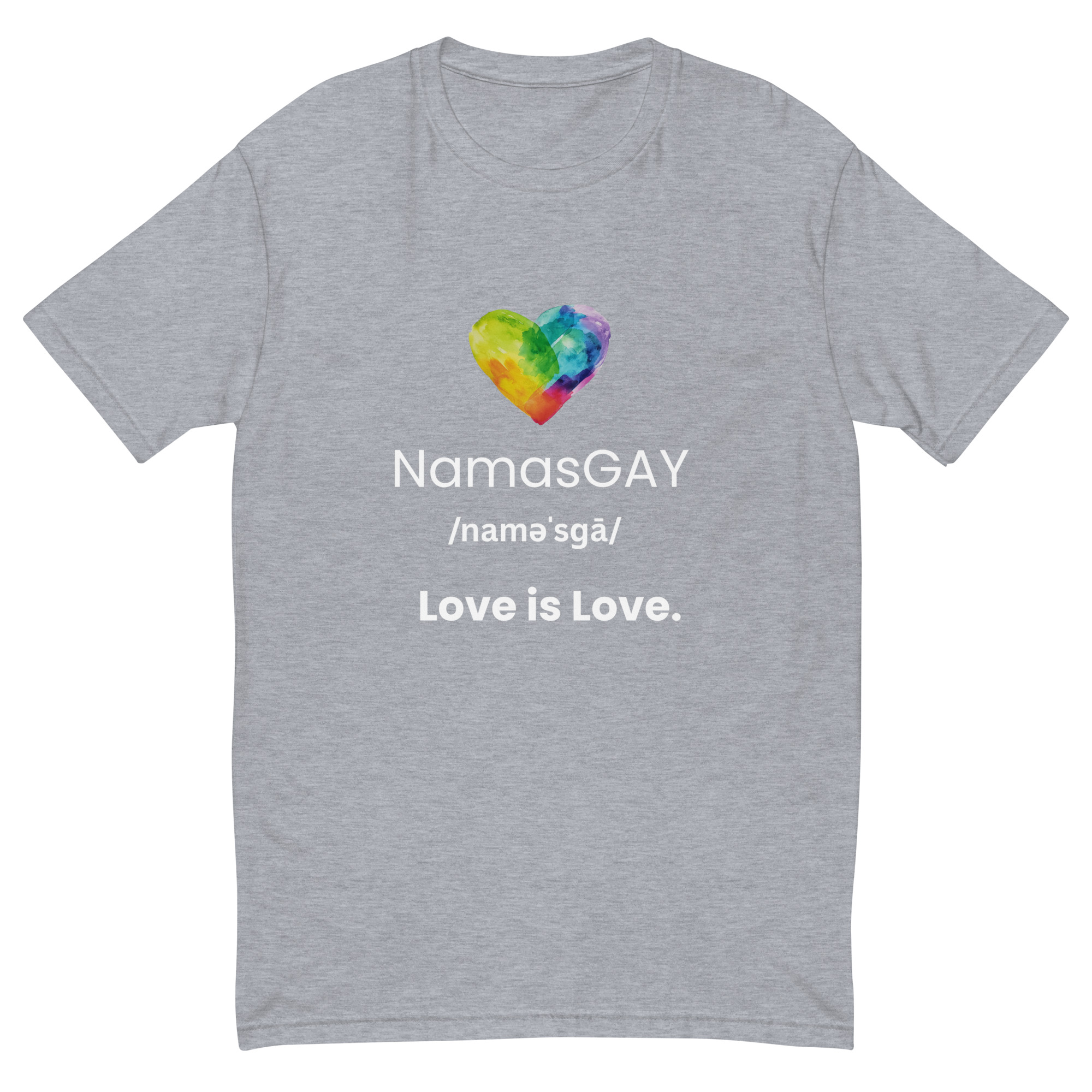 NamasGay! Namaste Yoga Zen Inspired LGBTQ Love is Love. Fitted Short Sleeve T-shirt - Image 5