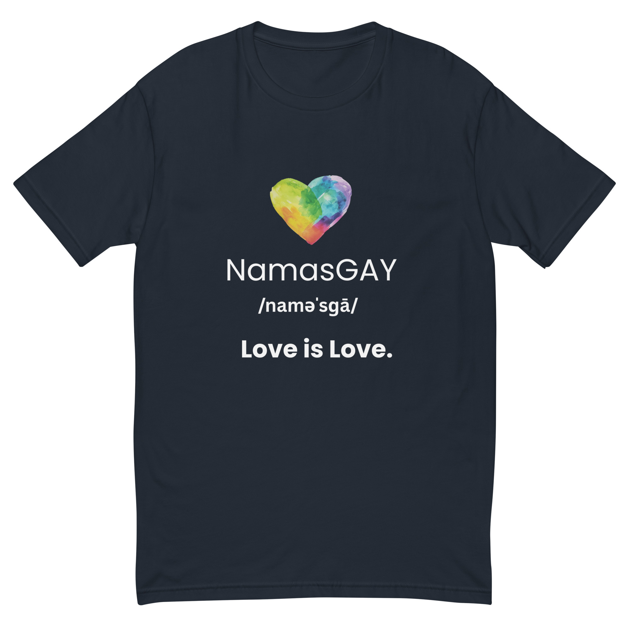 NamasGay! Namaste Yoga Zen Inspired LGBTQ Love is Love. Fitted Short Sleeve T-shirt - Image 2