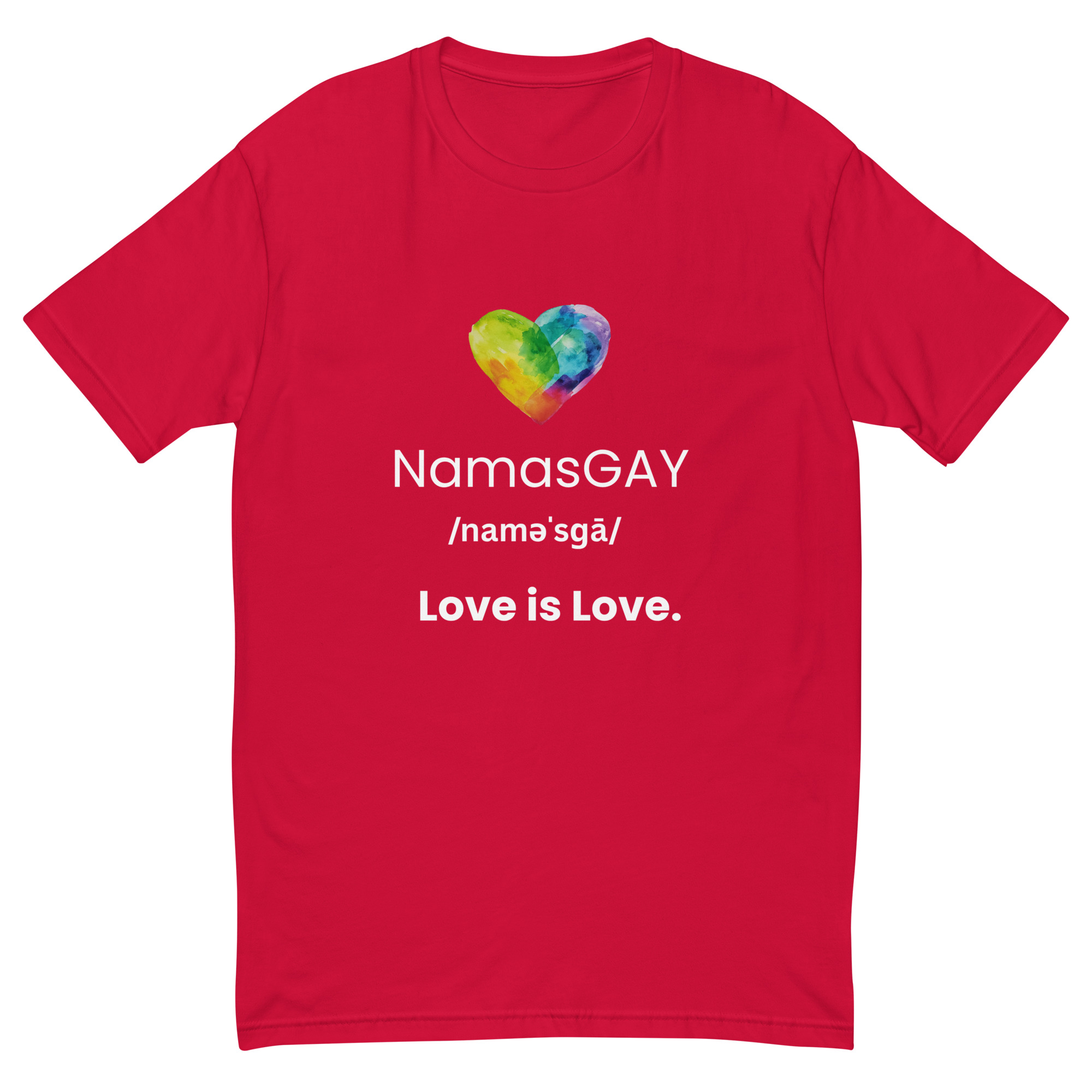 NamasGay! Namaste Yoga Zen Inspired LGBTQ Love is Love. Fitted Short Sleeve T-shirt - Image 3