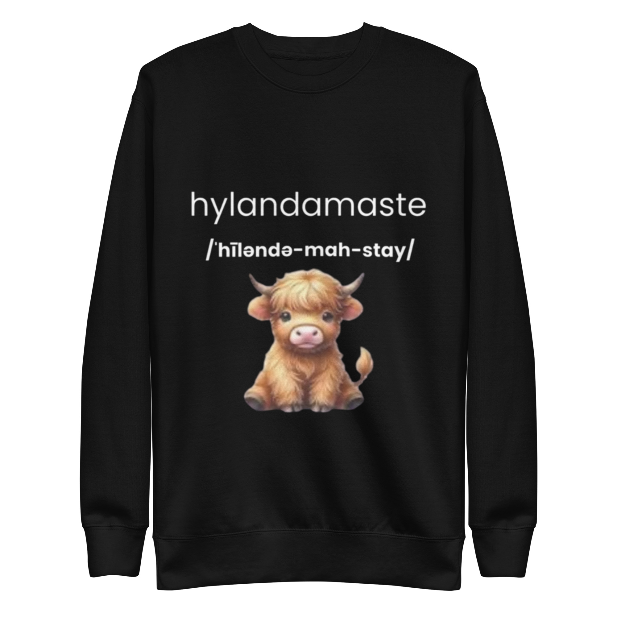 Hylandamaste - Hyland Cow Lovers - Namaste Yoga Zen Inspired Unisex Premium Sweatshirt