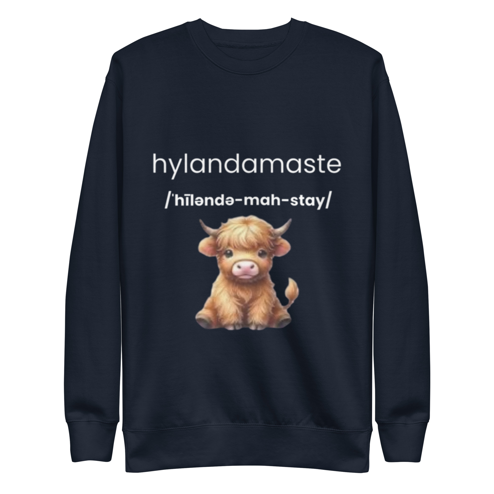 Hylandamaste - Hyland Cow Lovers - Namaste Yoga Zen Inspired Unisex Premium Sweatshirt - Image 2